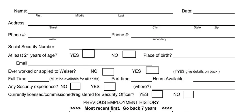 example of empty fields in weiser security services forms