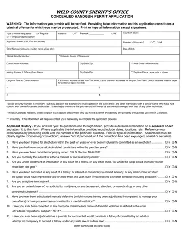 Weld Concealed Handgun Permit Application Form Preview