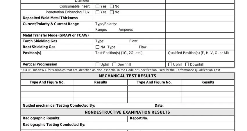 Filling in welder qualification format part 2