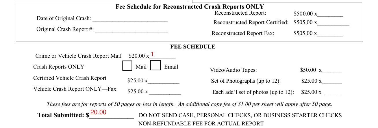 Form 141 example filled out, fEE SCHEDULE