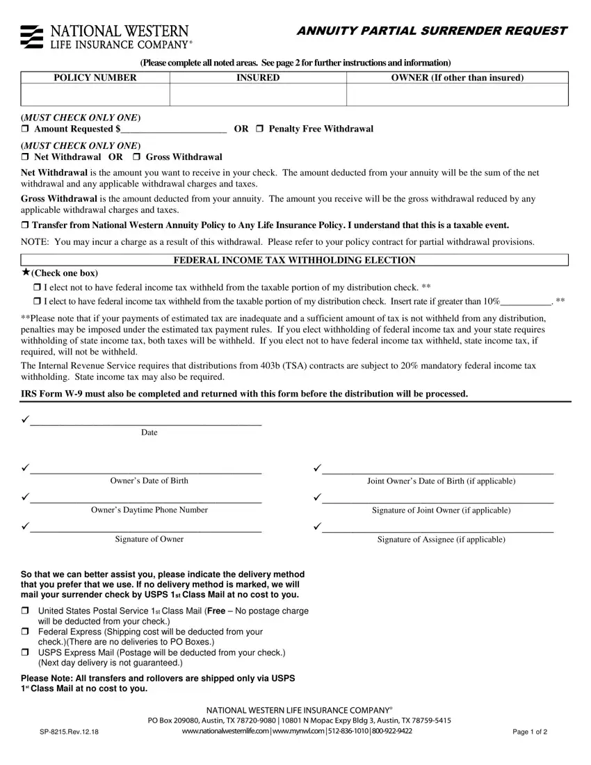 Western National Annuity Form first page preview