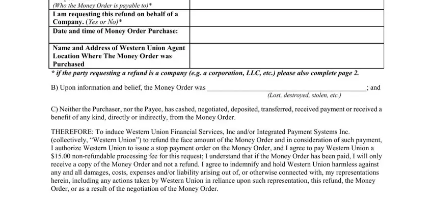 step 2 to entering details in western union payment receipt