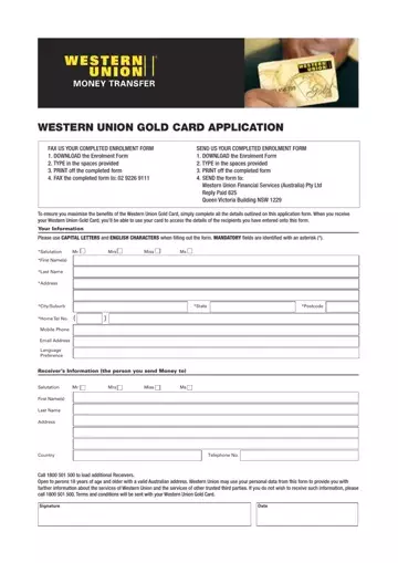 Western Union Gold Card Apply Preview