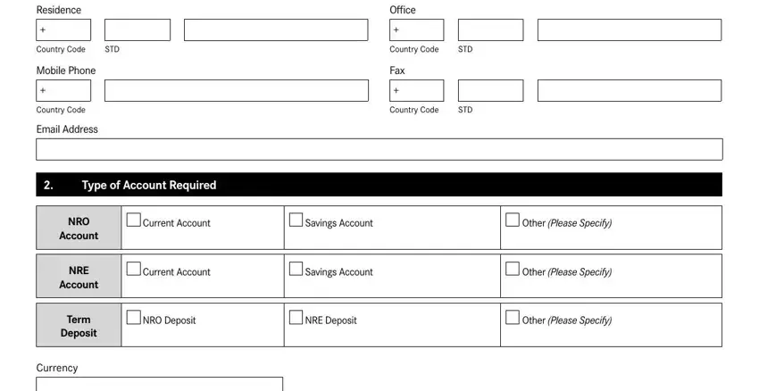 account opening form non resident City, Country, Pageof, and Postcode fields to insert