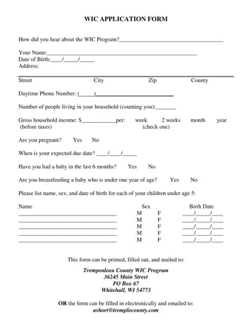 Wic Application Form Preview