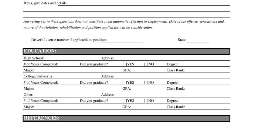 Completing wingstop application print out step 2