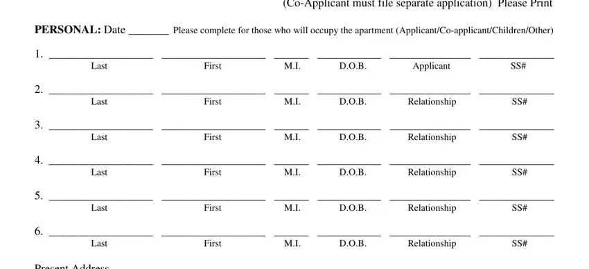 filling out winn residential application step 1