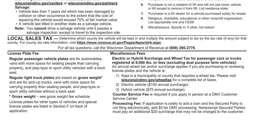 step 2 to finishing mv1 form wisconsin dmv