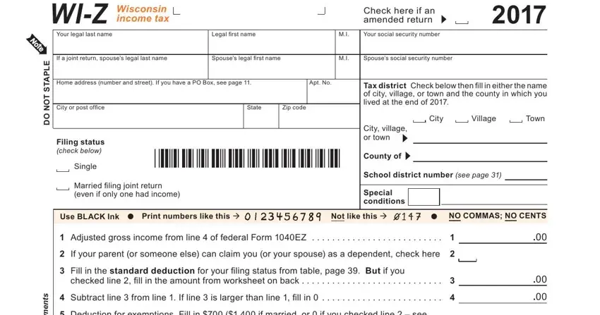 step 1 to completing tax wi wiz form