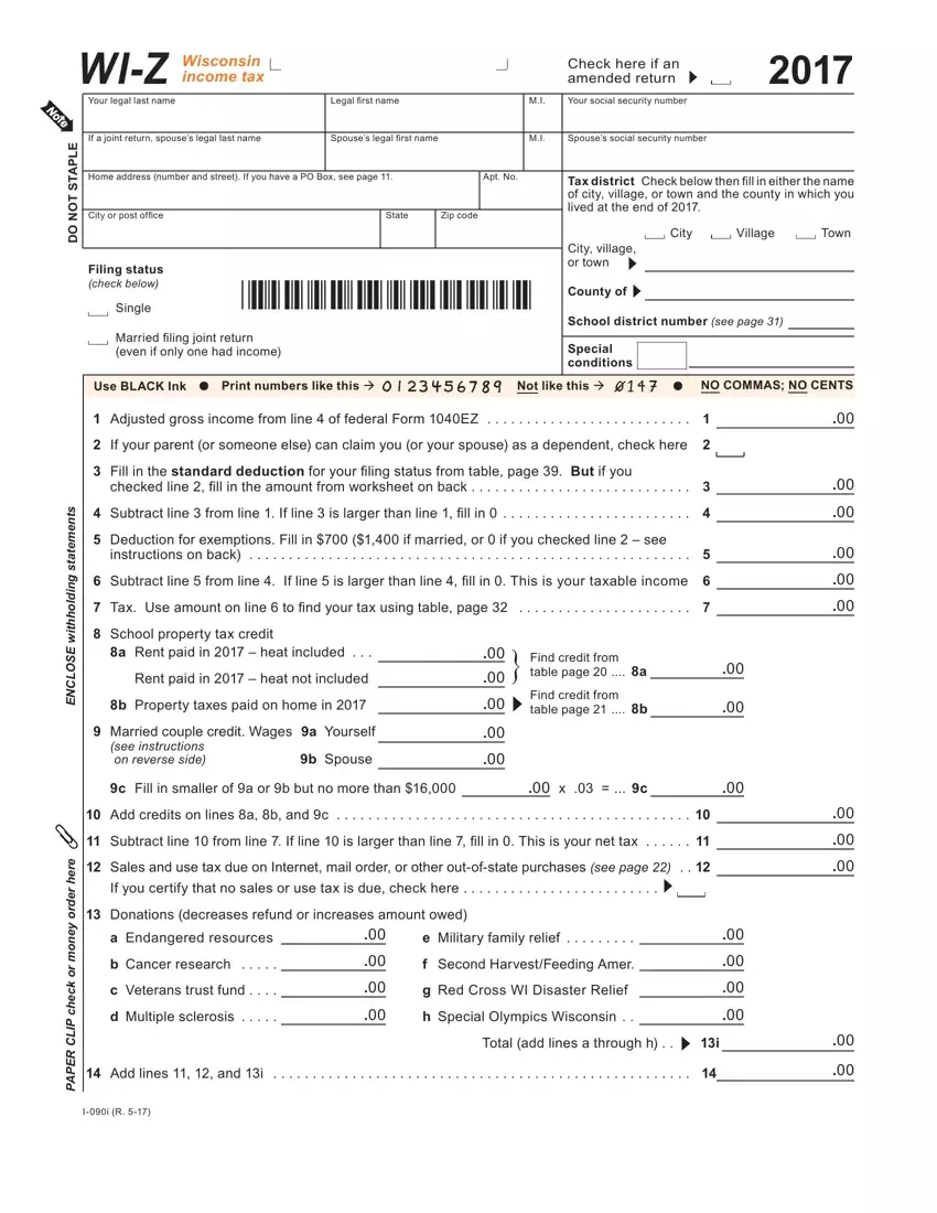 Wisconsin Form Wi Z first page preview