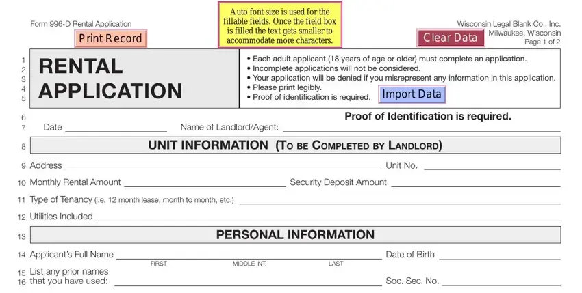 wi rental application form empty spaces to fill out