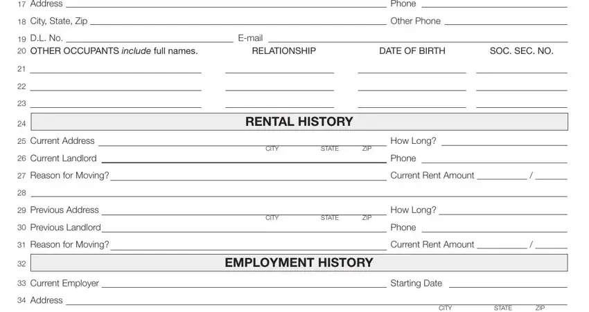 step 2 to entering details in wi rental application form