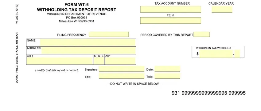 entering details in forms wt6 stage 1