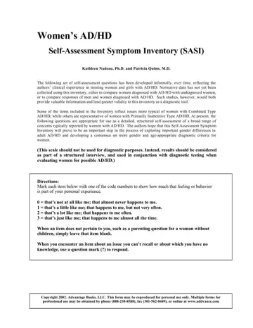 Womens Adhd Self Assessment Form Preview