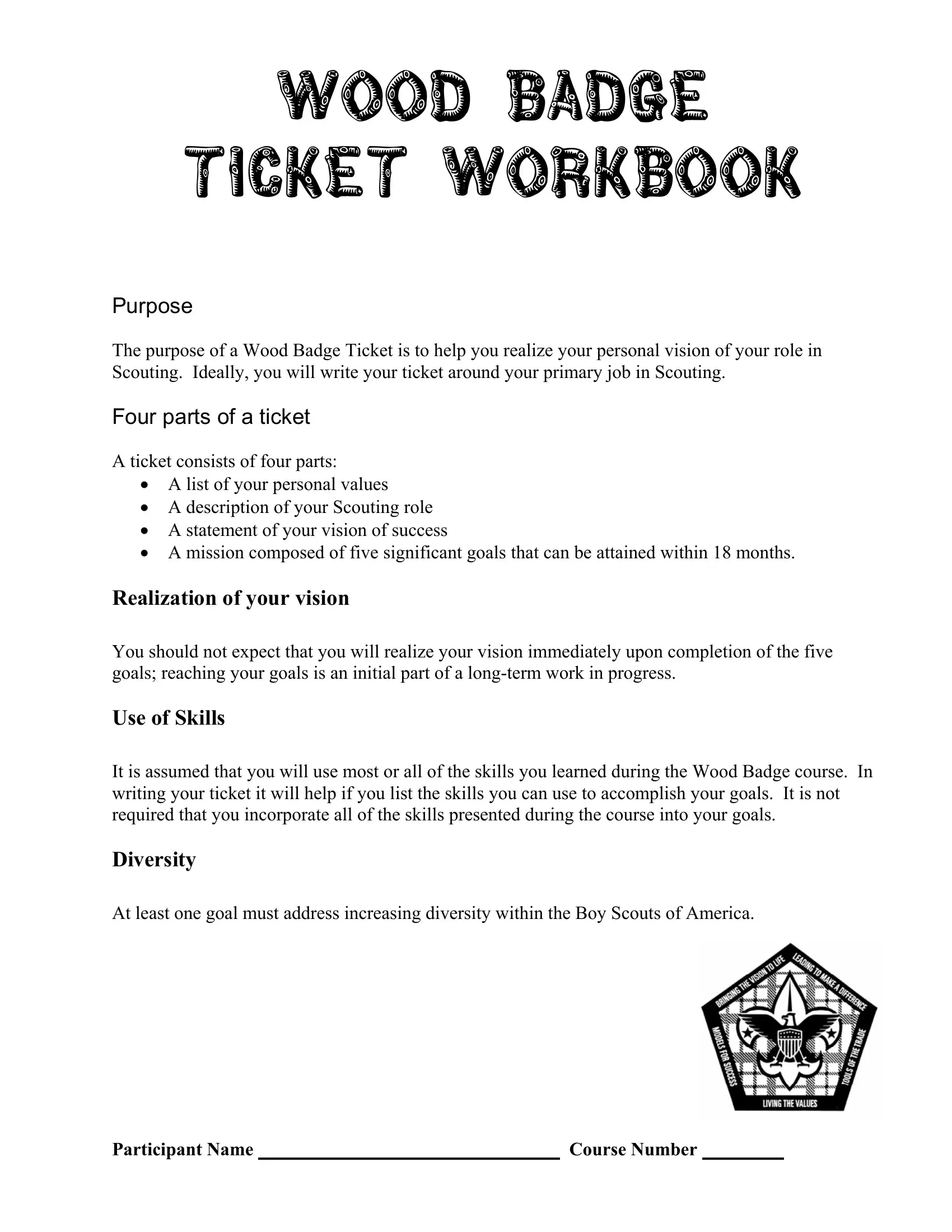 Woodbadge Ticket Form ≡ Fill Out Printable PDF Forms Online
