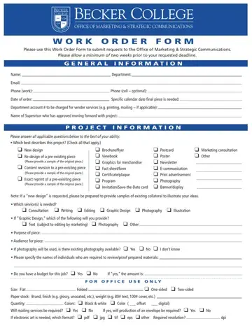 Work Order Form Becker College Preview