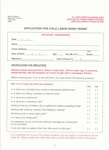 Work Permit Alabama Form Preview