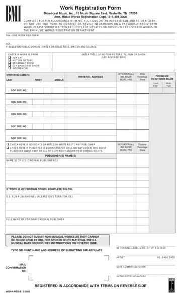 Work Registration Form Preview