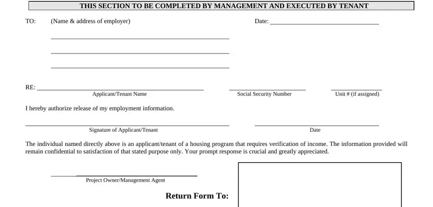 entering details in verification of employment form step 1