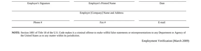 part 3 to finishing verification of employment form