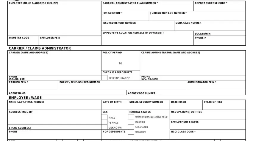 form workers compensation injury report gaps to complete