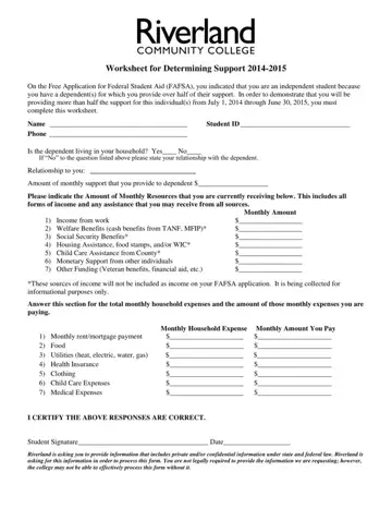 Worksheet For Determining Support Form Preview