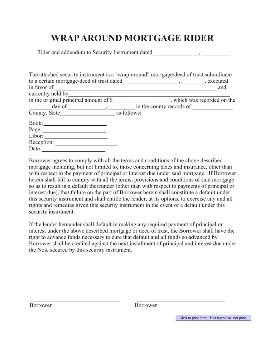 Wrap Around Mortgage Form first page preview