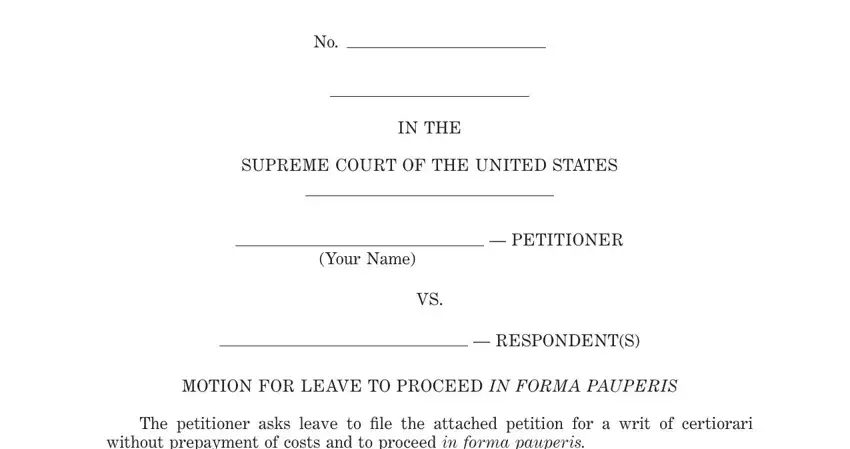 Writ Of Certiorari Form gaps to fill in