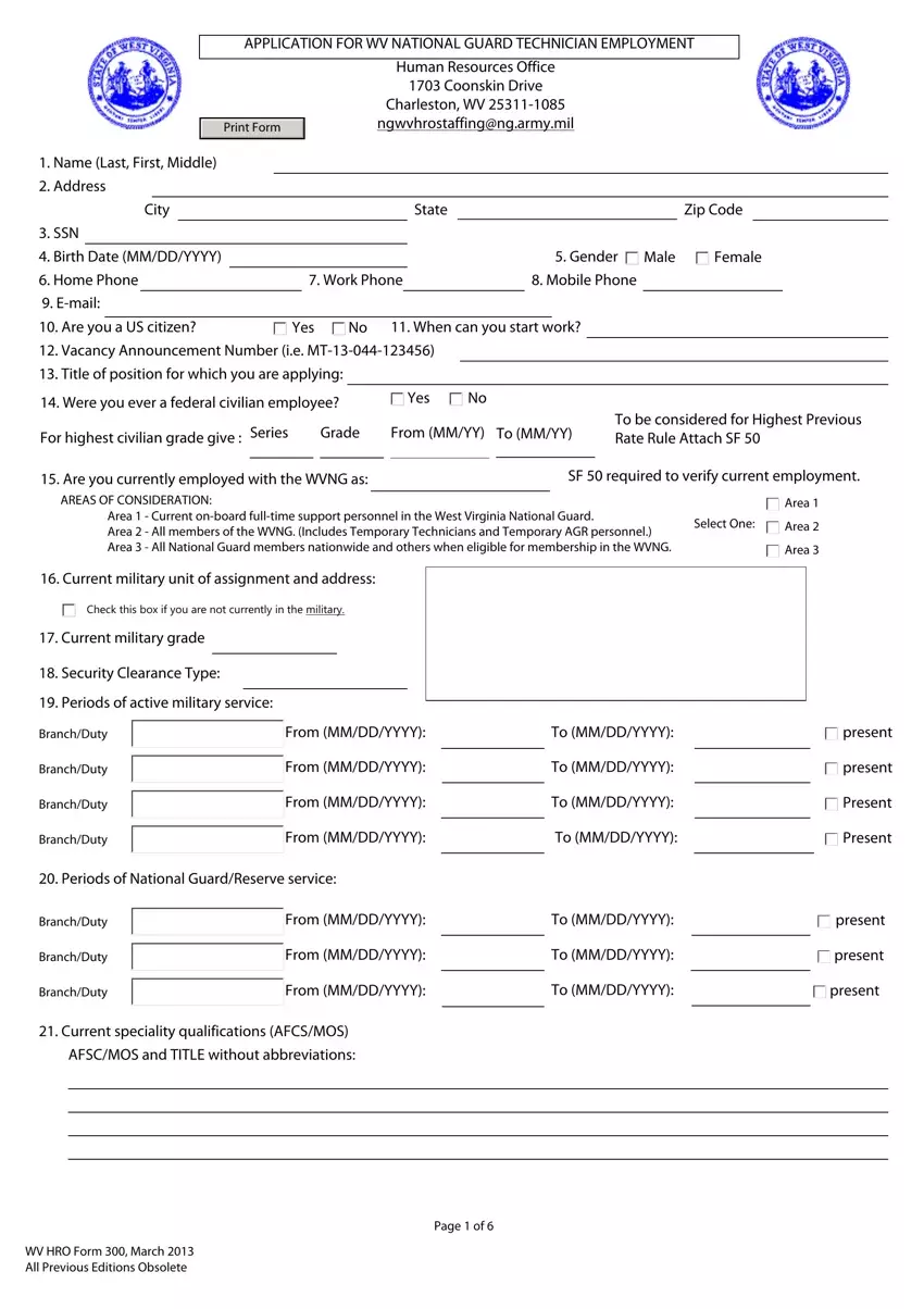 Wv Guard Hro Form 300 first page preview