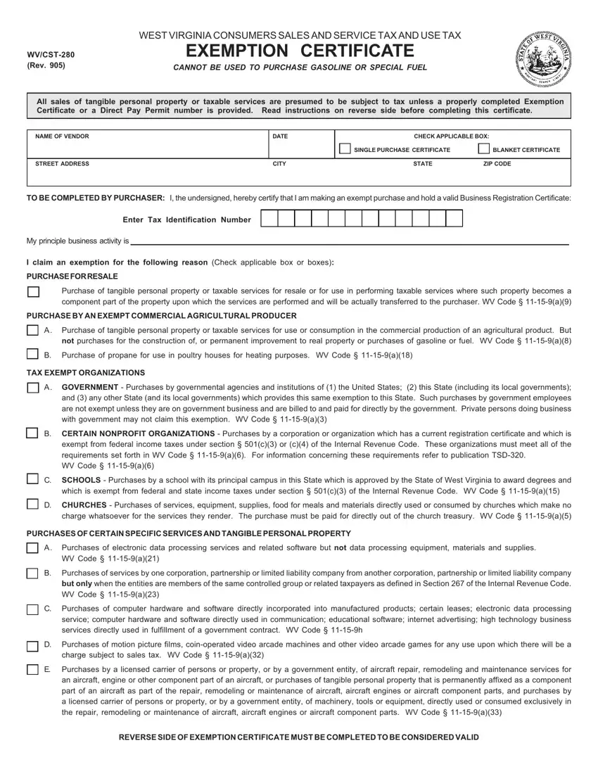 Wv Tax Exempt Form first page preview