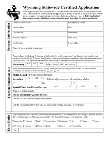 Wyoming Certified Application Form Preview