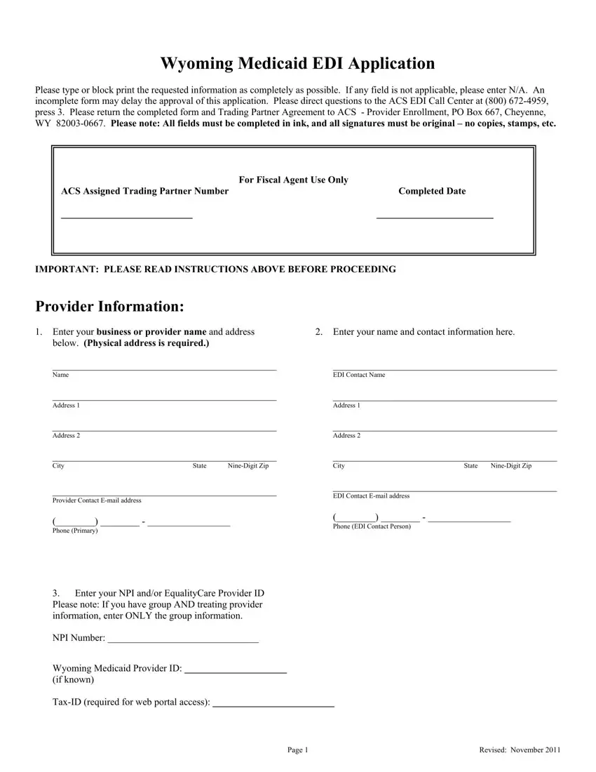 Wyoming Medicaid Edi Application first page preview