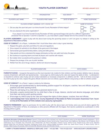 Youth Player Contract Template Form Preview