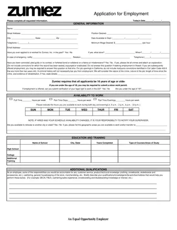 Zumiez Job Application Form Preview
