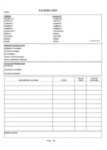 Packing List Template Preview