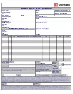 Straight Bill of Lading Form Preview