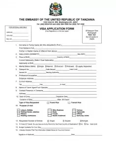 Tanzania Visa Application Preview