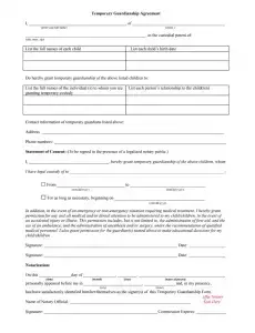 Temporary Custody Form Preview