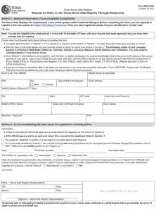 Texas Nurse Aide Registry Form 5505-NAR Preview