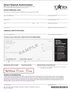 TMRS Direct Deposit Authorization Preview