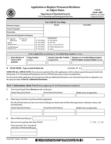 USCIS Form I-485 Preview