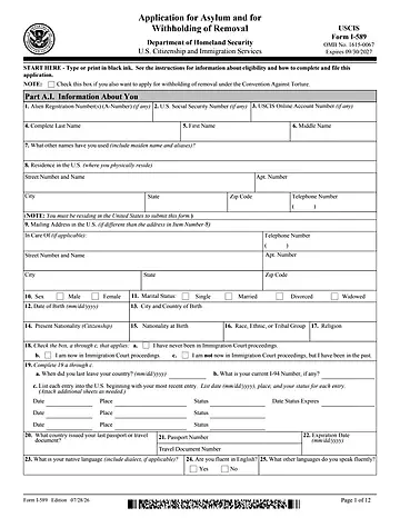 USCIS Form I-589 Preview