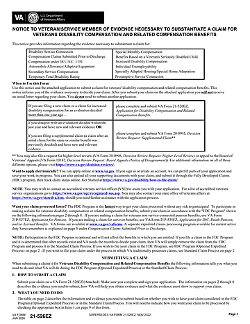 VBA VA Form 21-526EZ Preview