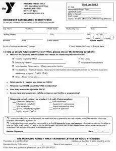 YMCA Member Cancellation Letter Preview