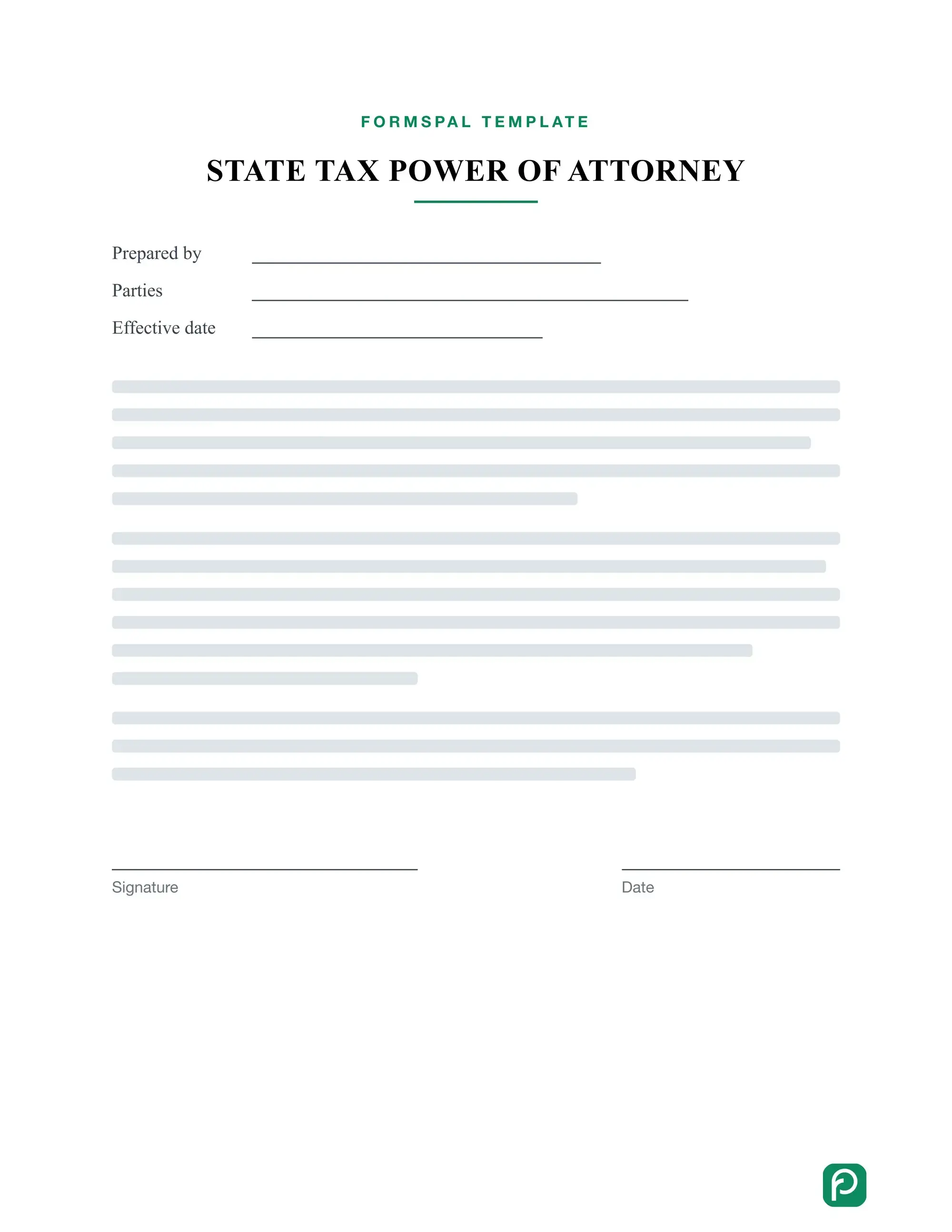 State tax power of attorney form preview