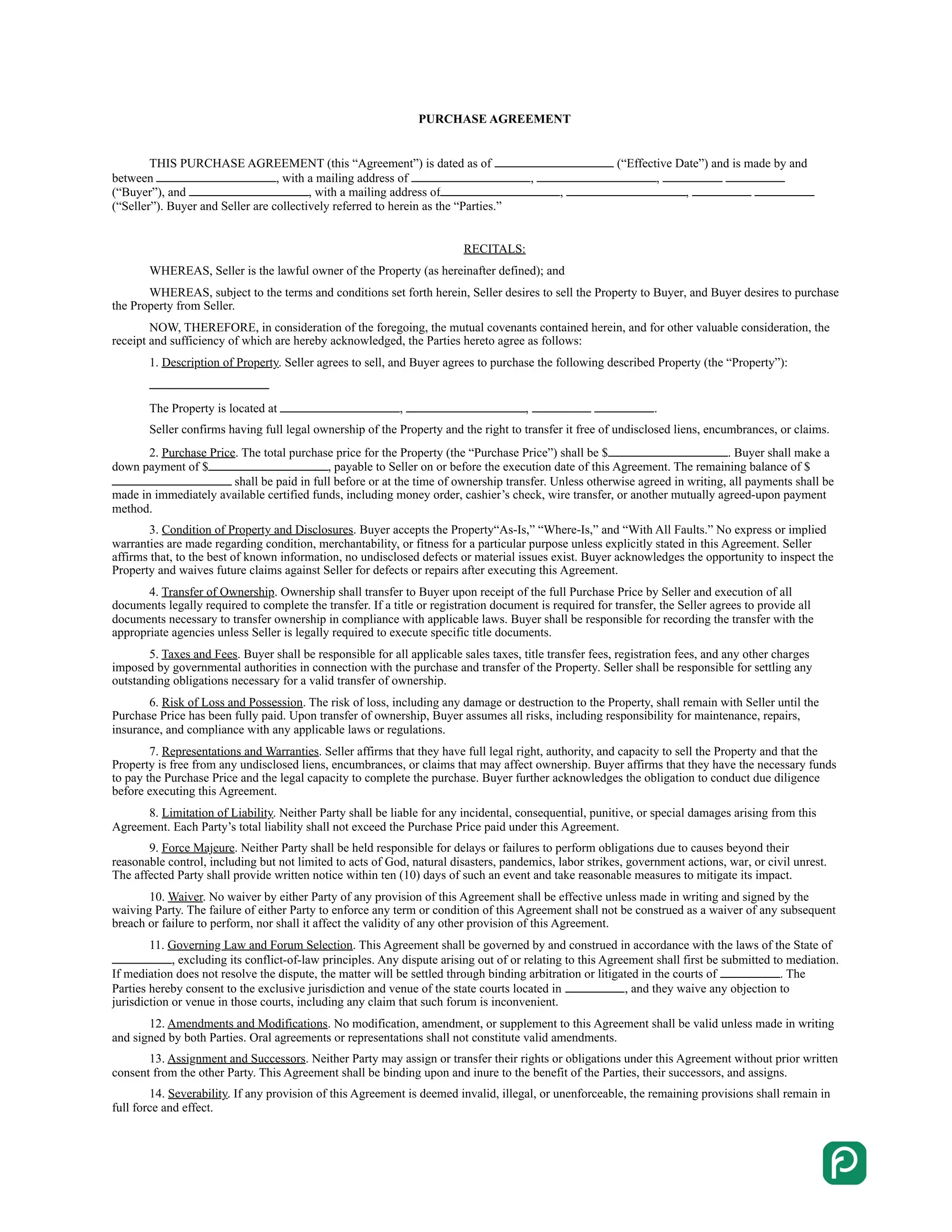 Purchase agreement