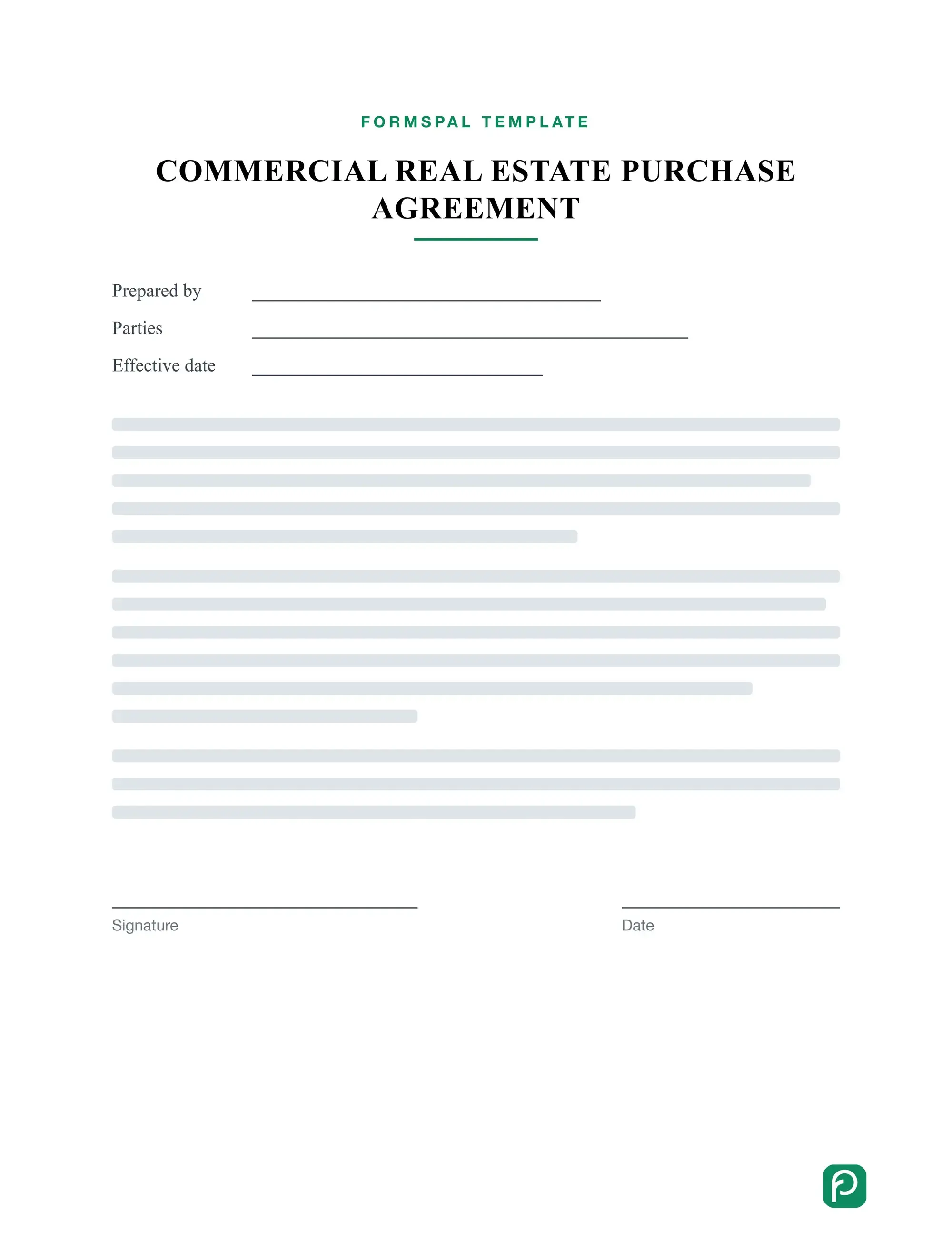 Commercial Real Estate Purchase Agreement template illustration