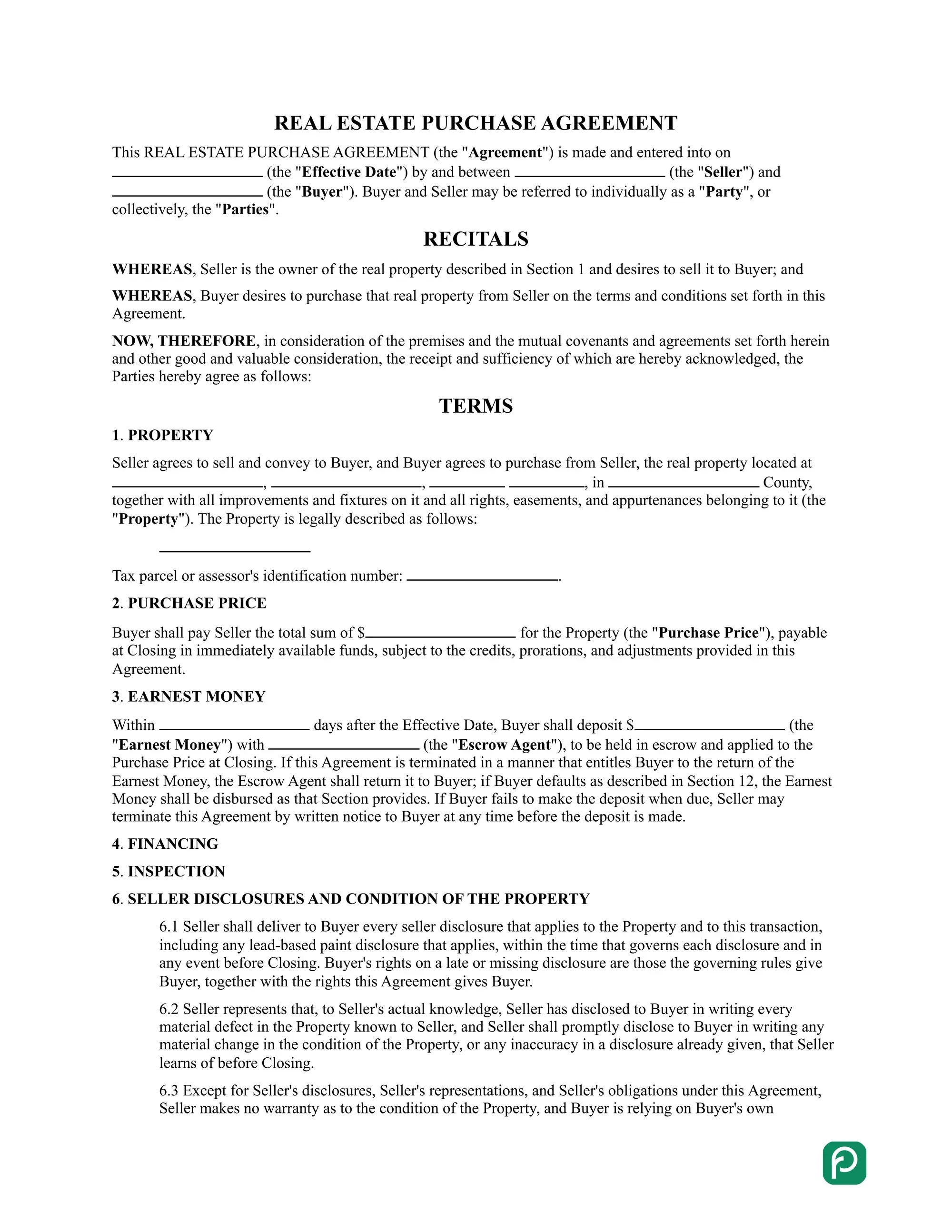 Oregon real estate purchase contract form