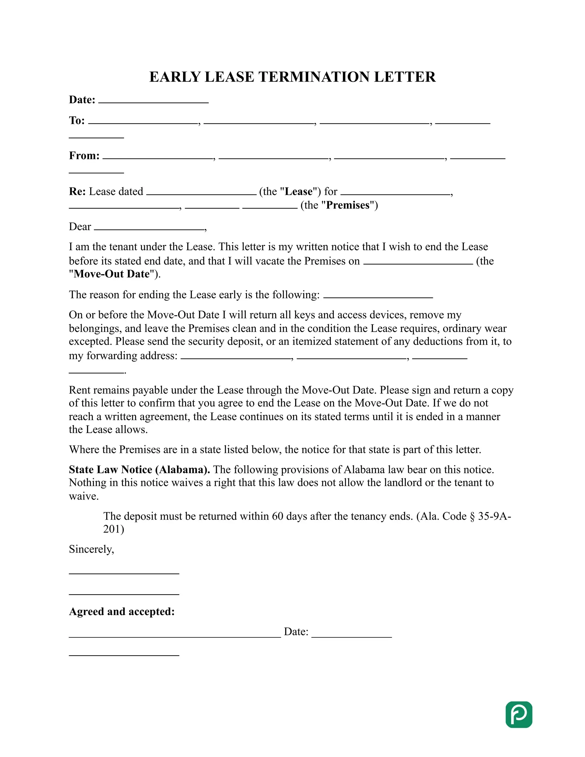 Early lease termination letter preview