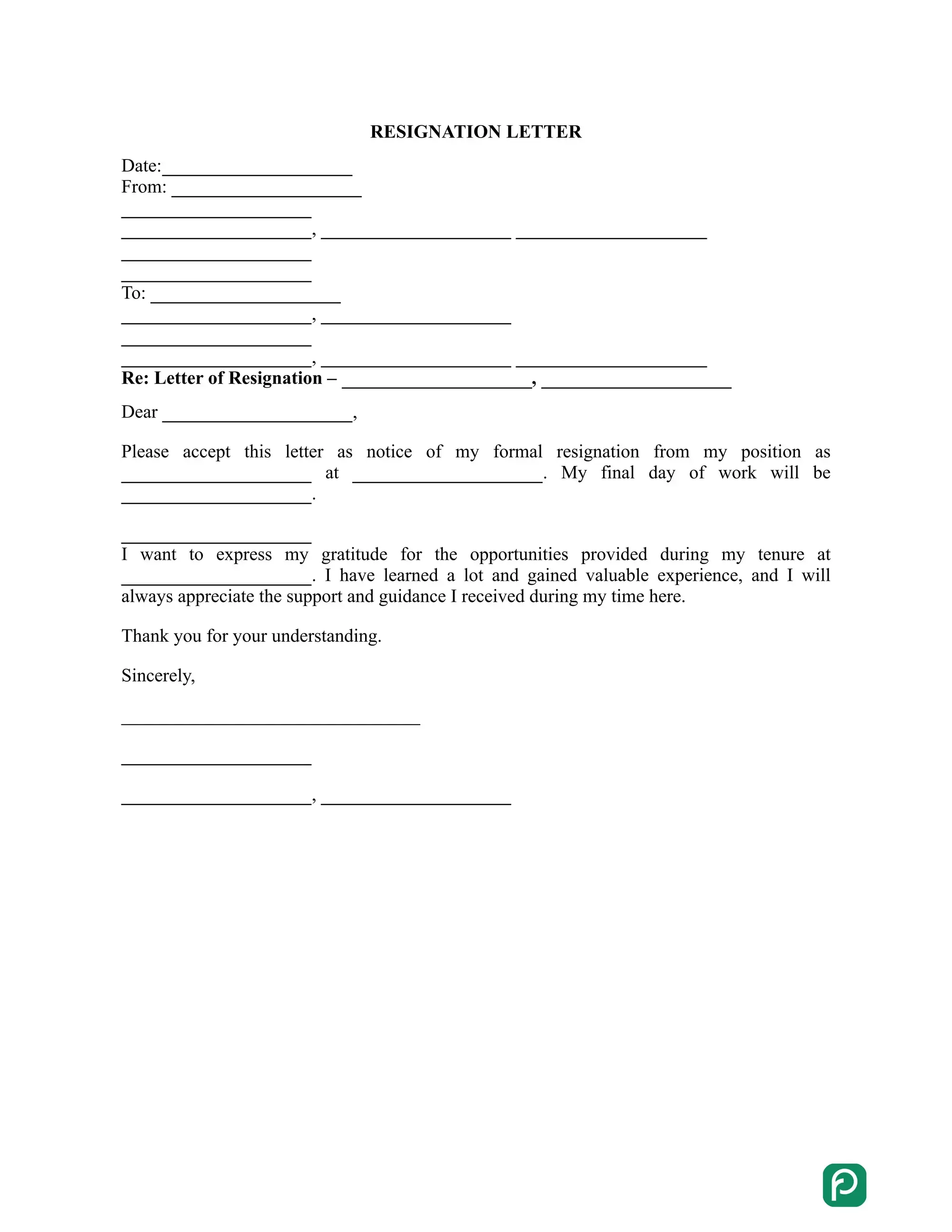 Resignation Letter Due to Job Dissatisfaction preview